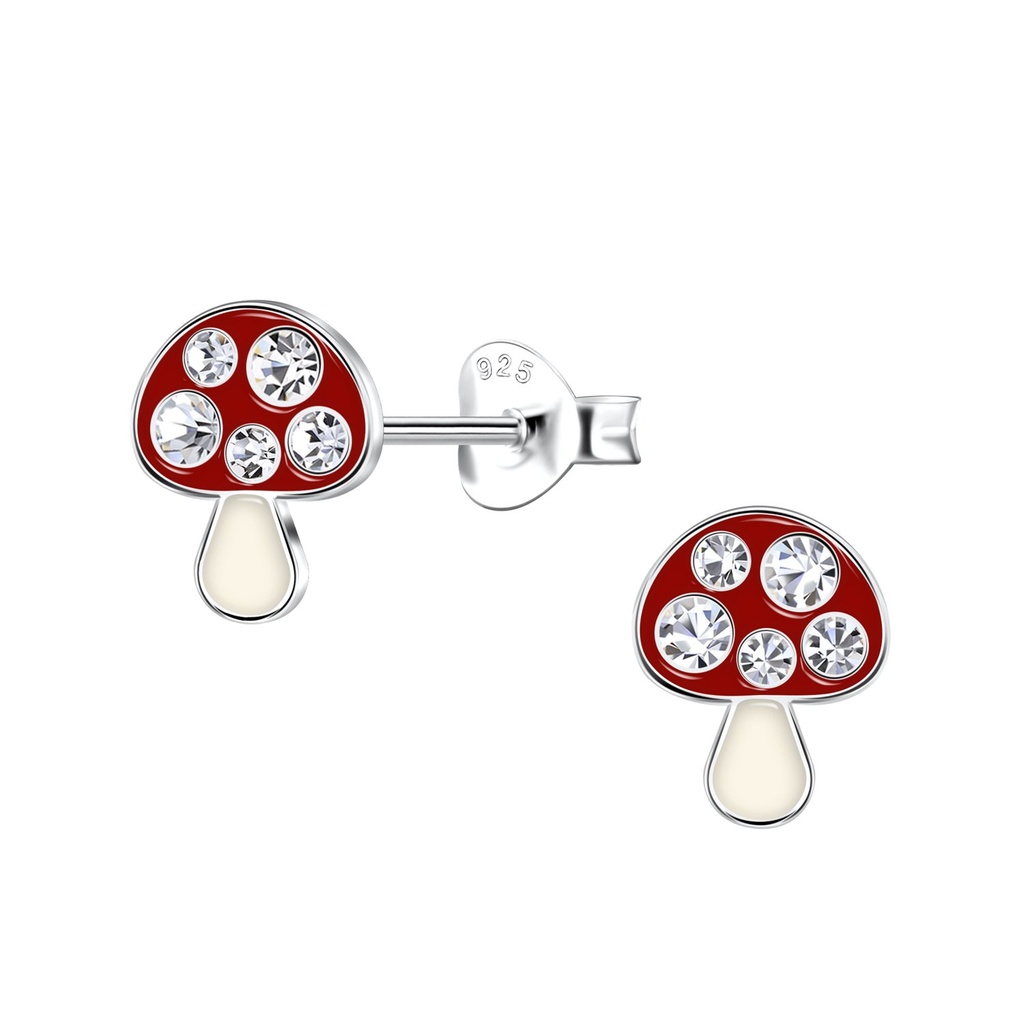 [10033820] Silver Mushroom Stud Earrings