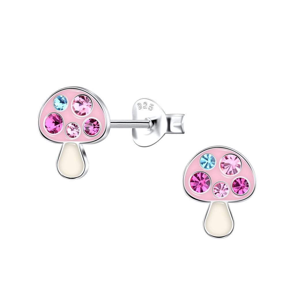 [10033822] Silver Mushroom Stud Earrings