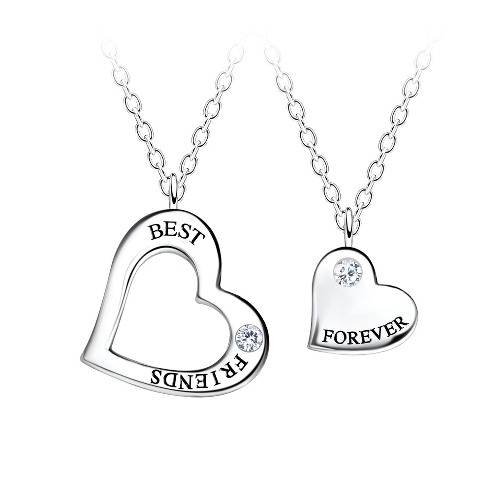 Silver Best Friends Forever Necklace Set