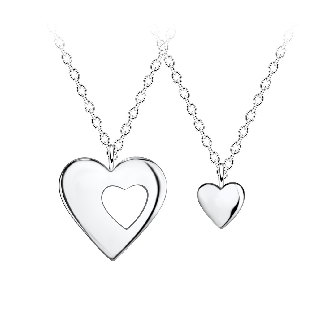 Silver Hearts Necklace Set