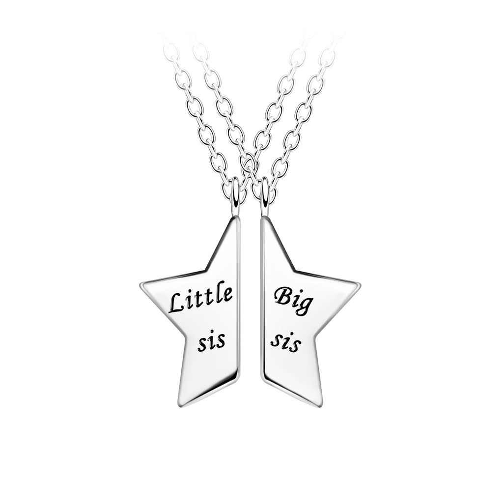 Parure collier petite et grande sœur en argent