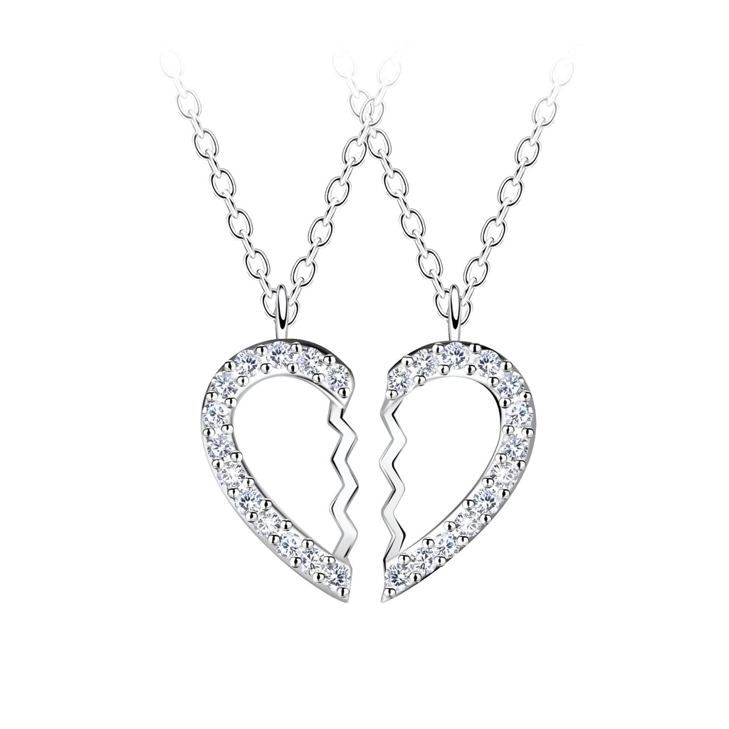 [10035745] Parure collier cœur brisé en argent