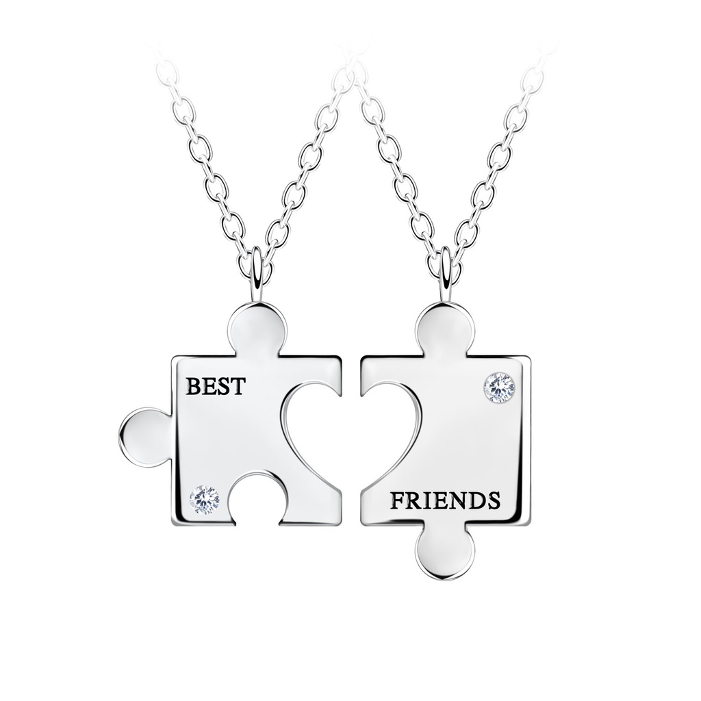 Parure collier meilleurs amis en argent