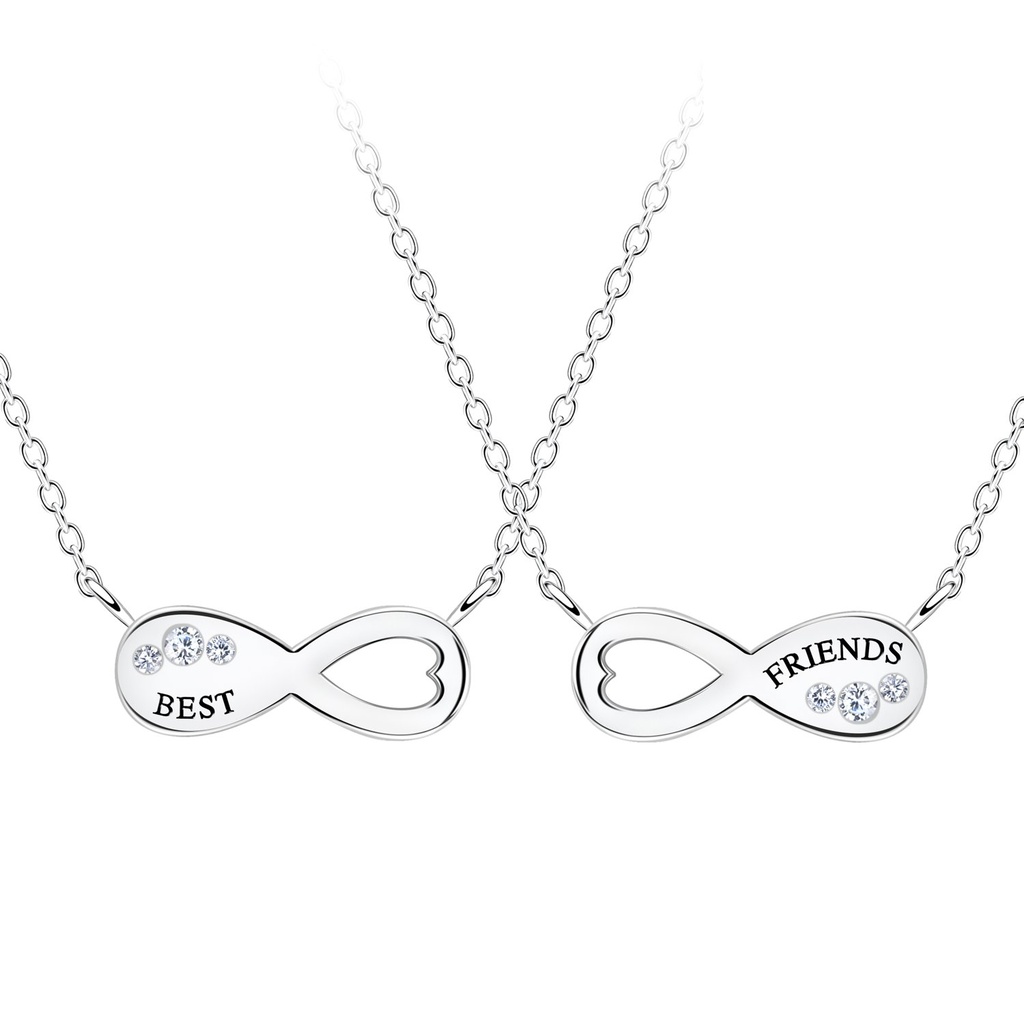 [10035754] Silver Best Friends Necklace Set