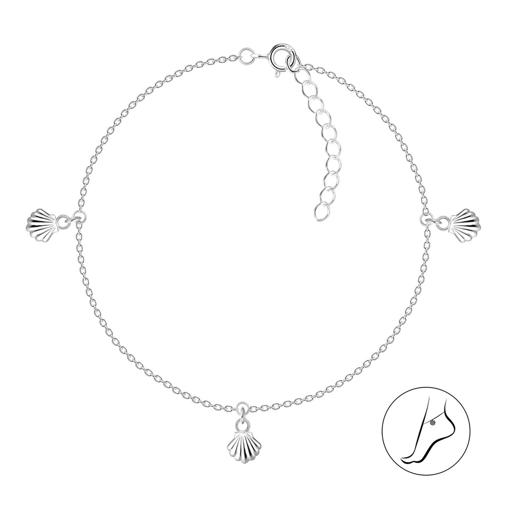 [10034951] 25cm Silver Shell Anklet