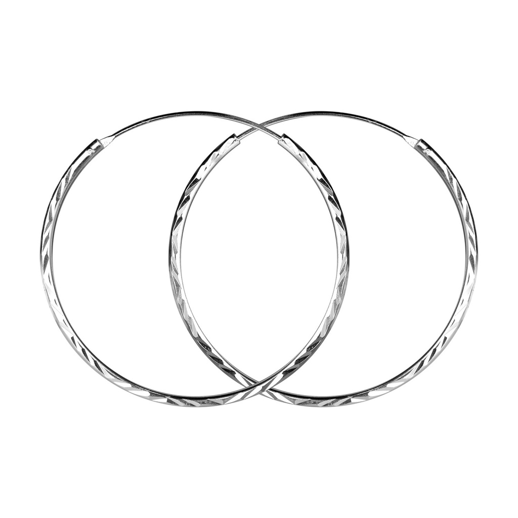 [10035192] Créoles taille diamant en argent 35 mm