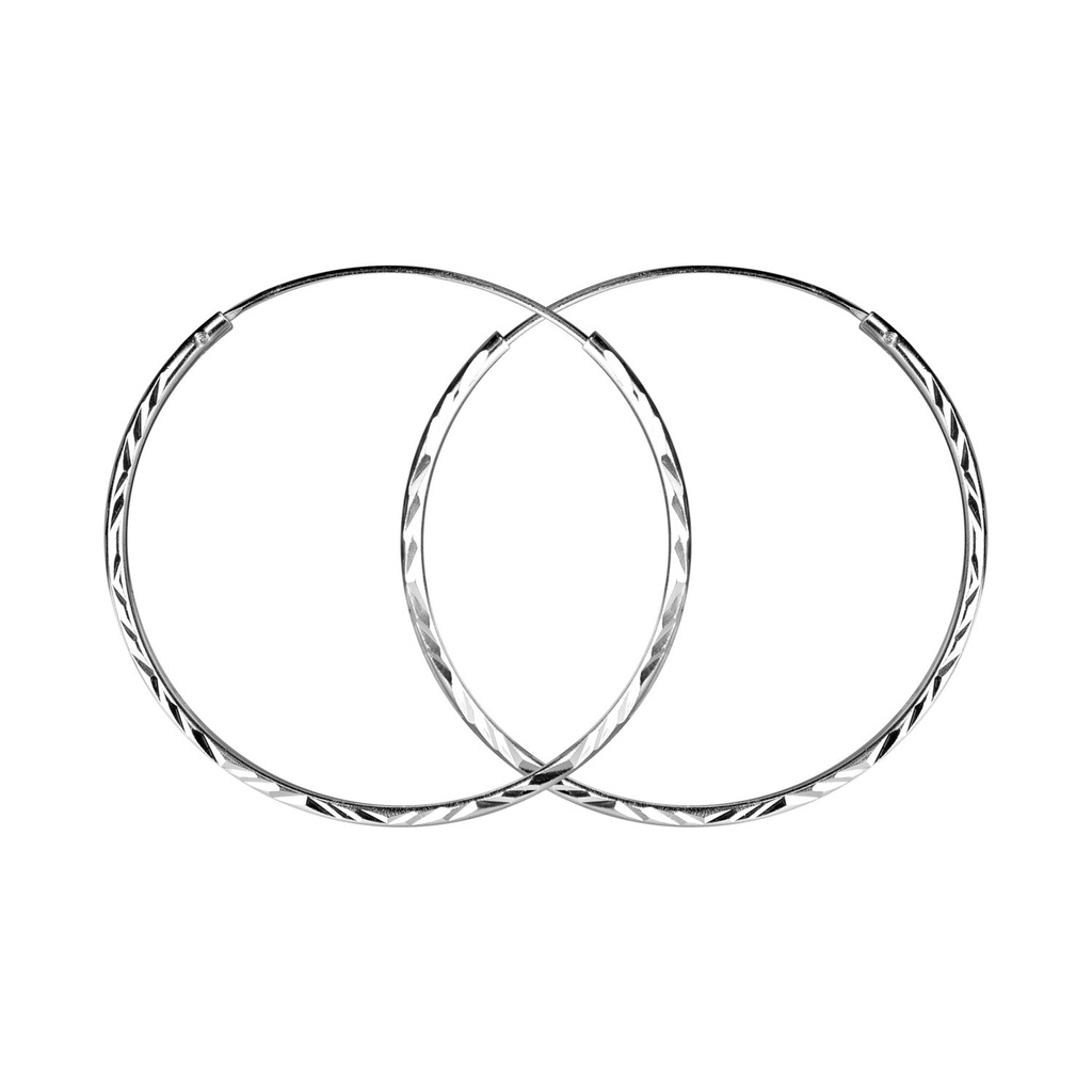 [10035191] 30mm Silver Diamond Cut Hoop Earrings