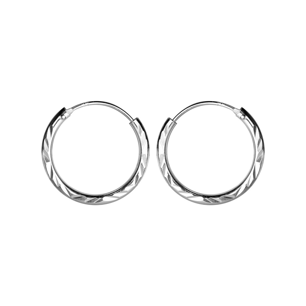 [10035193] Créoles taille diamant en argent 18 mm