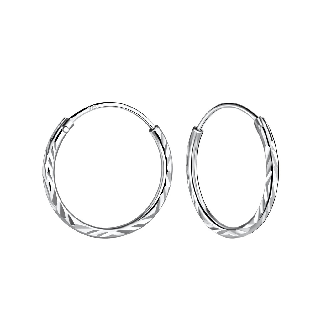 Créoles taille diamant en argent 15 mm