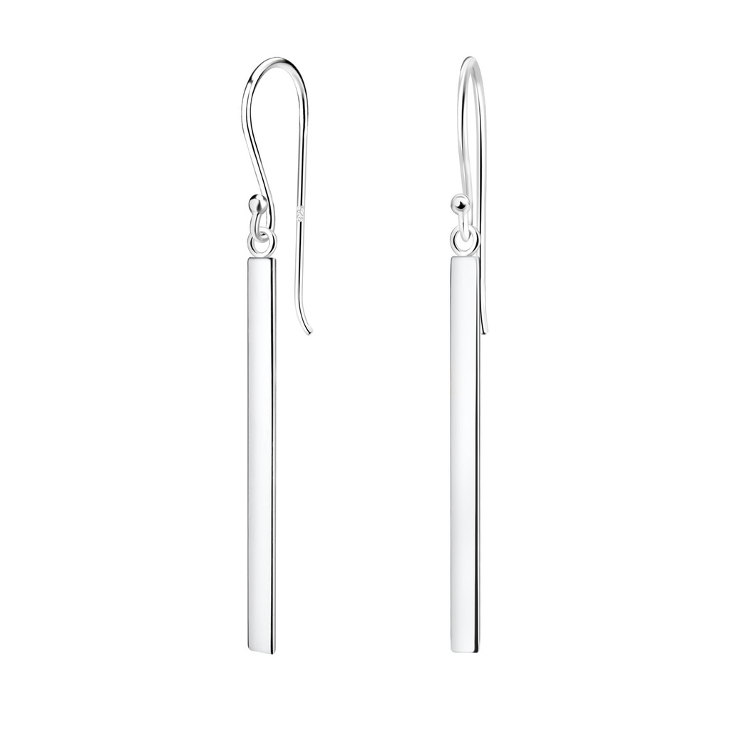 [10033624] Silver Thick Bar Earrings