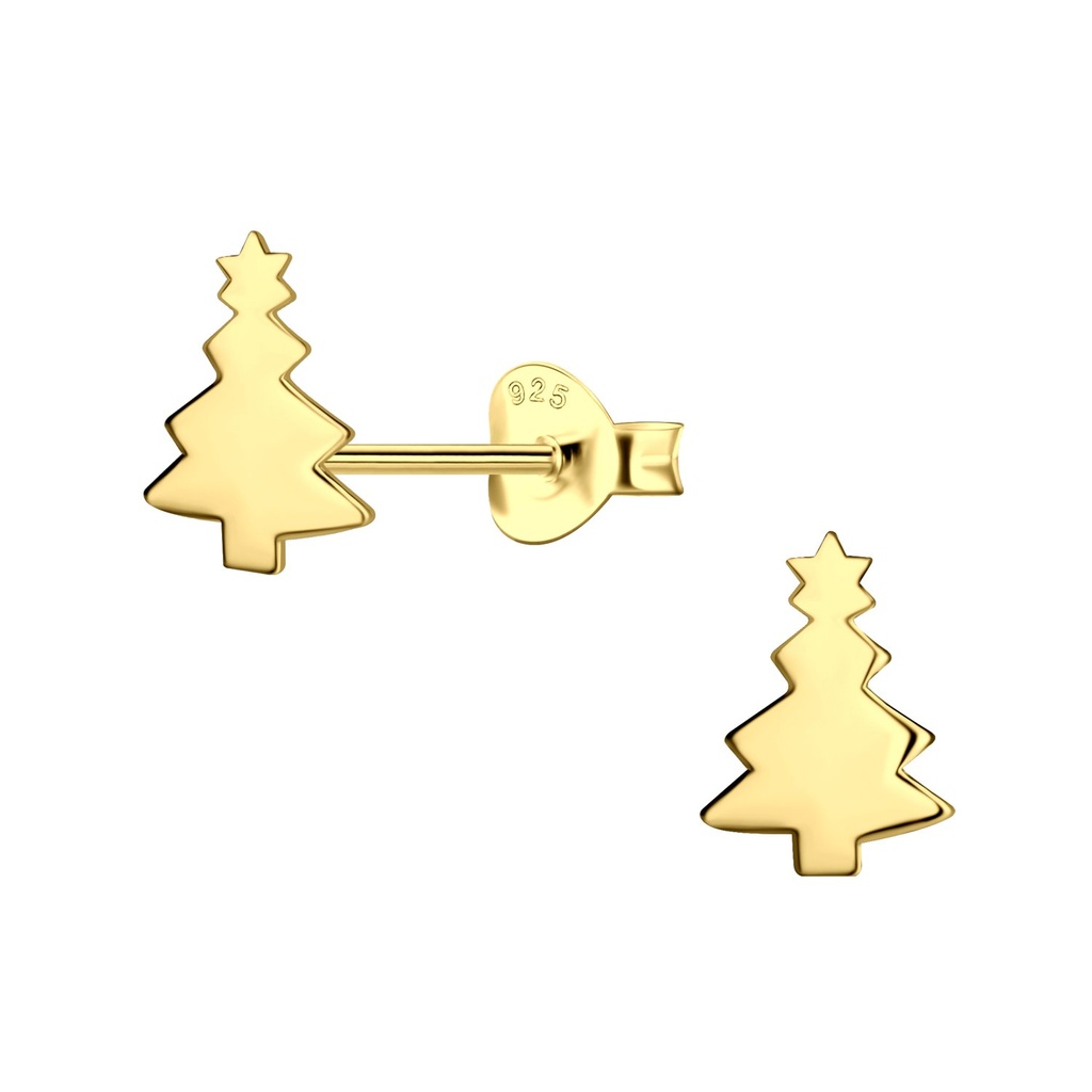 Puces d'oreilles sapin de Noël en argent