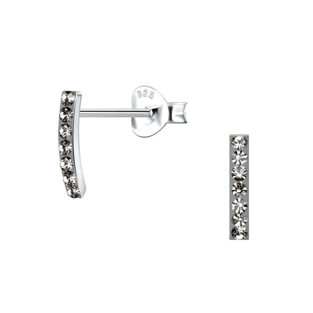 Puces d'oreilles barre en argent cristal