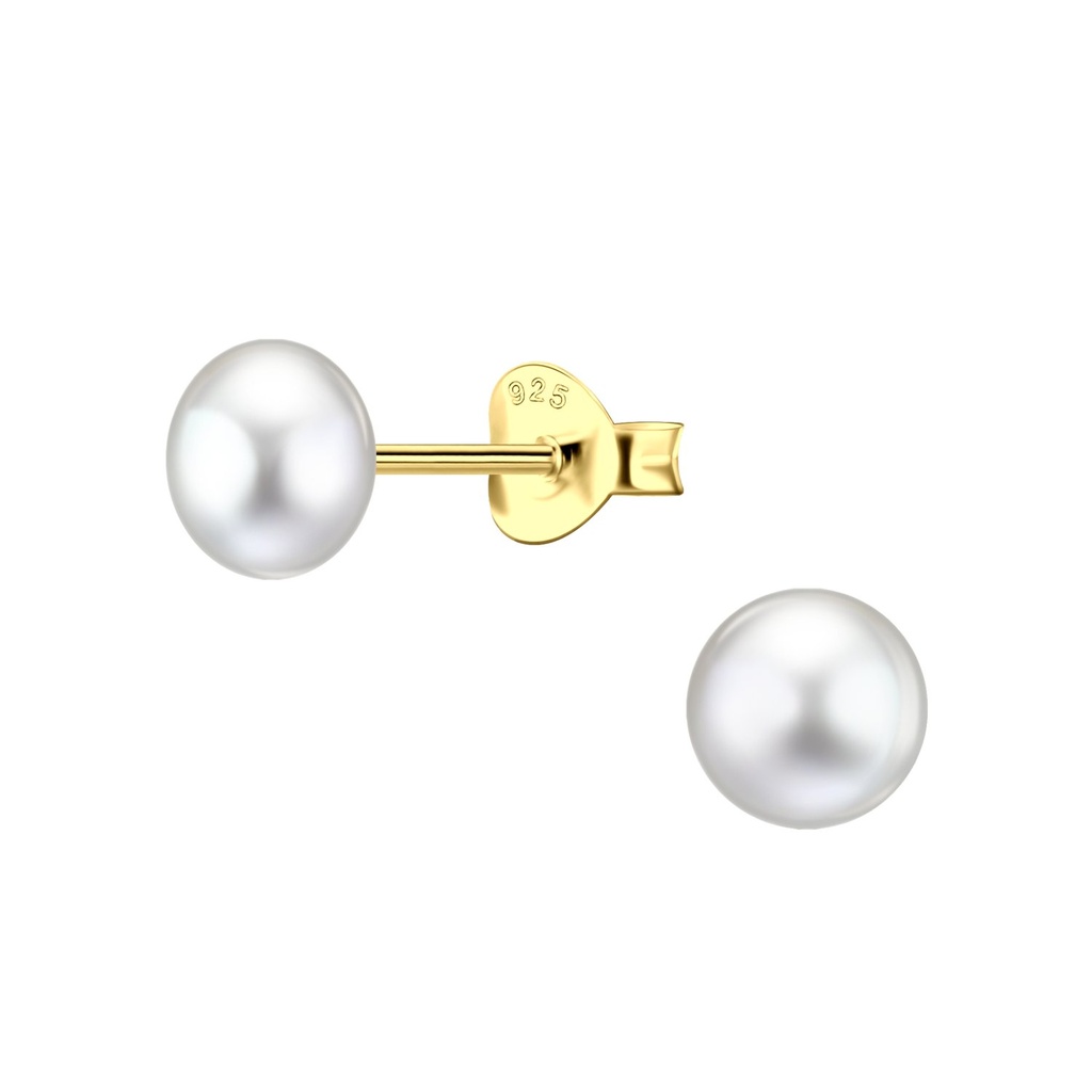 6mm Fresh Water Pearl Silver Stud Earrings