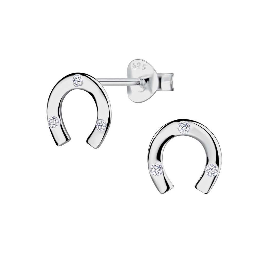 [10035134] Silver Horseshoe Stud Earrings