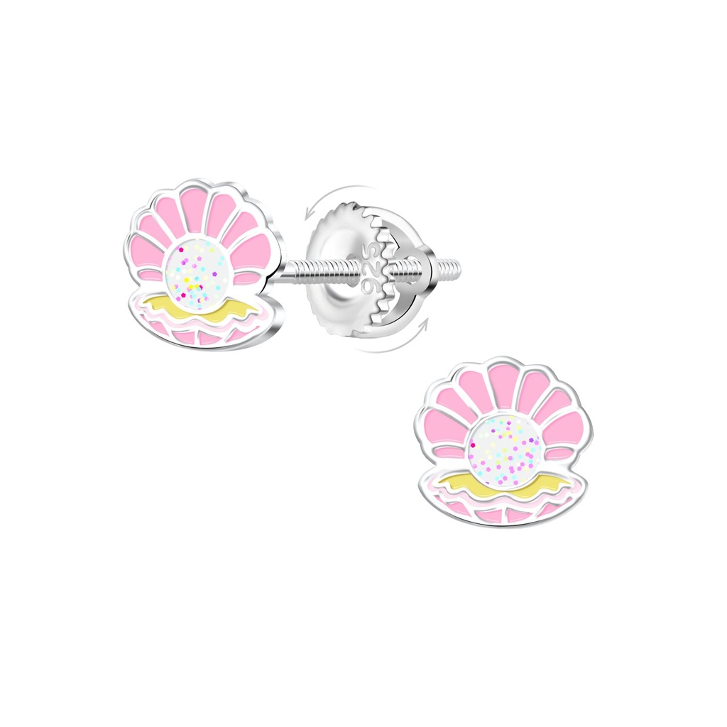 [10033465] Boucles d'oreilles à fermoir à vis coquillage en argent
