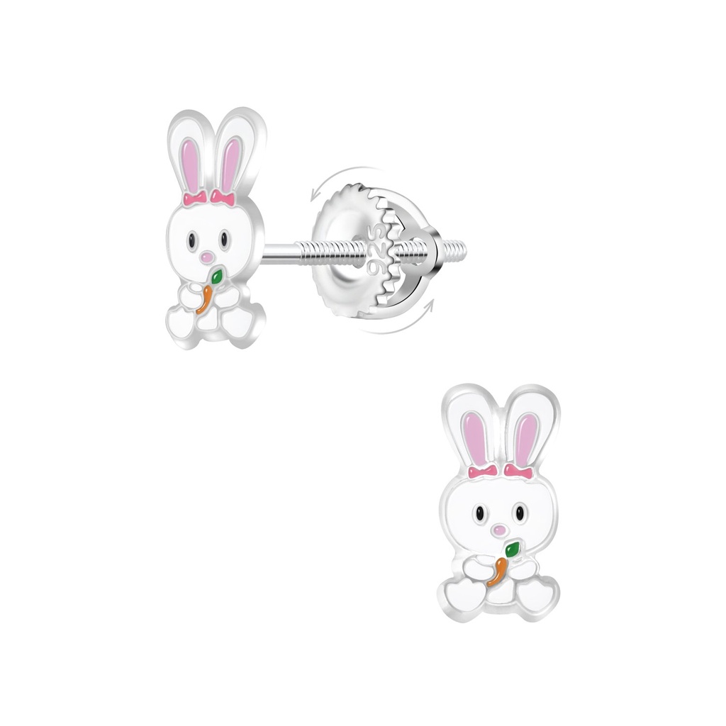 Boucles d'oreilles à fermoir à vis lapin en argent