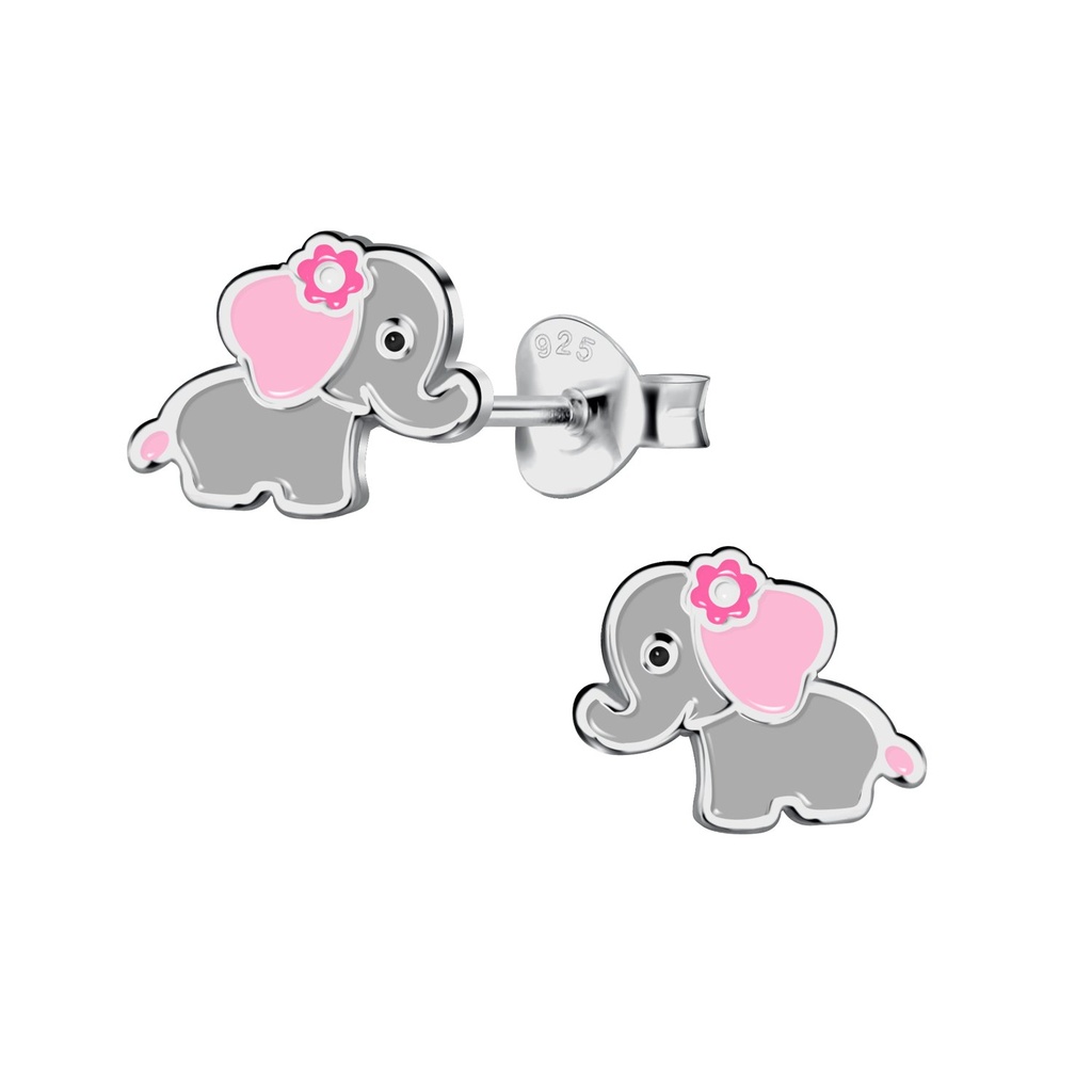 Silver Elephant Stud Earrings