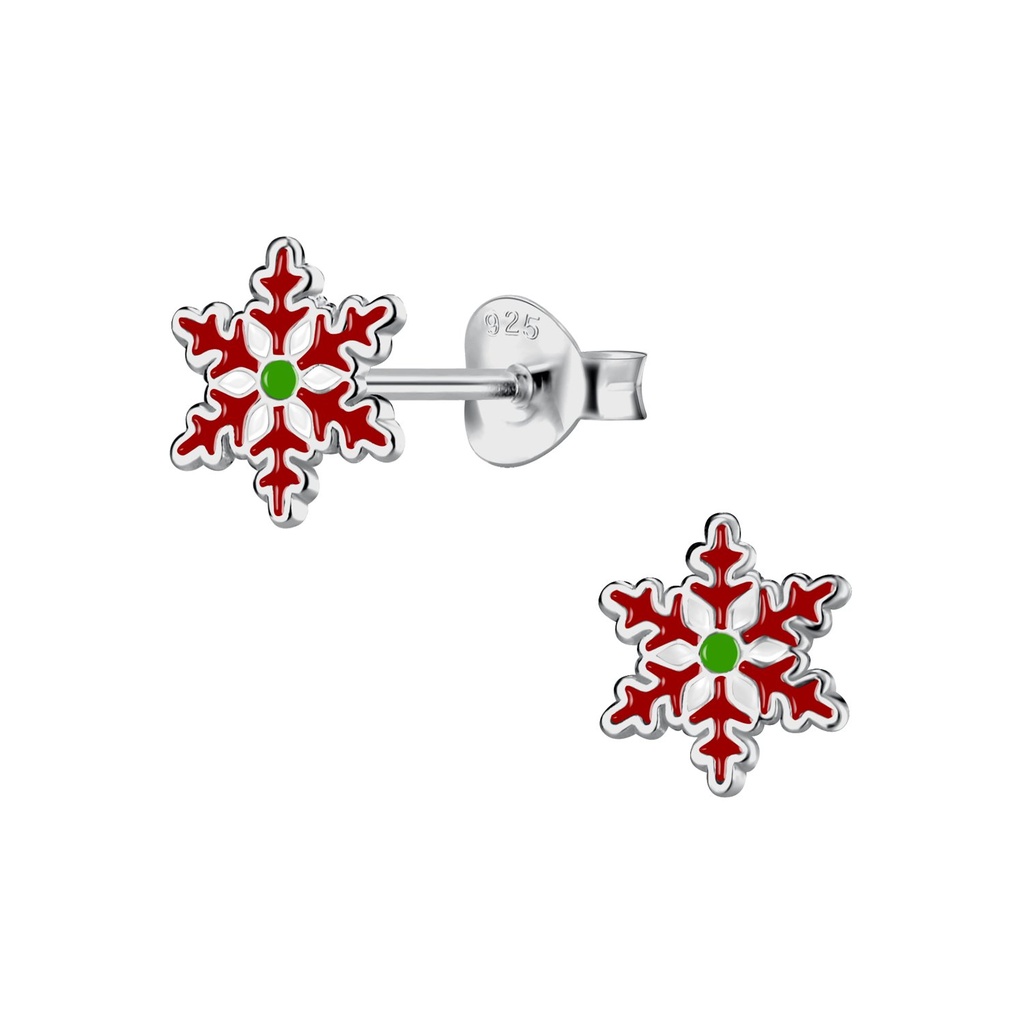 Puces d'oreilles flocon de neige en argent