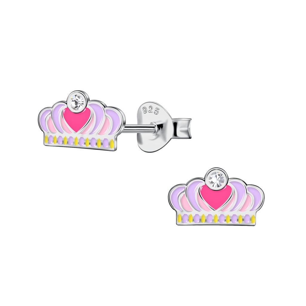 Silver Crown Stud Earrings