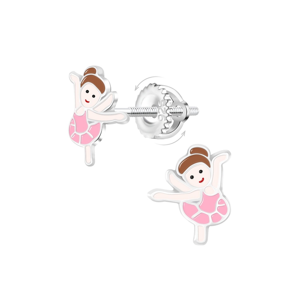 [10032747] Boucles d'oreilles à fermoir à vis ballerine en argent