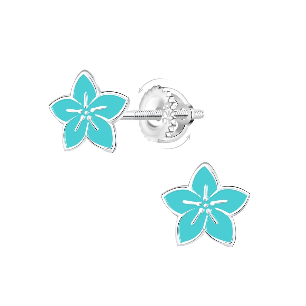 Silver Flower Screw Back Earrings