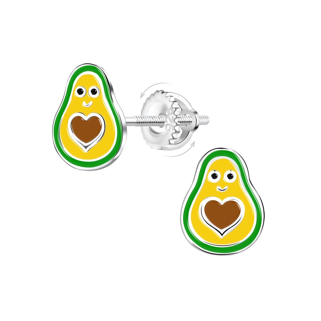 [10033459] Silver Avocado Screw Back Earrings