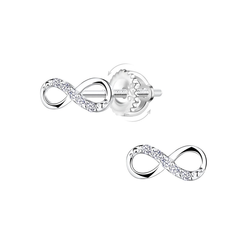[10036047] Silver Infinity Screw Back Earrings