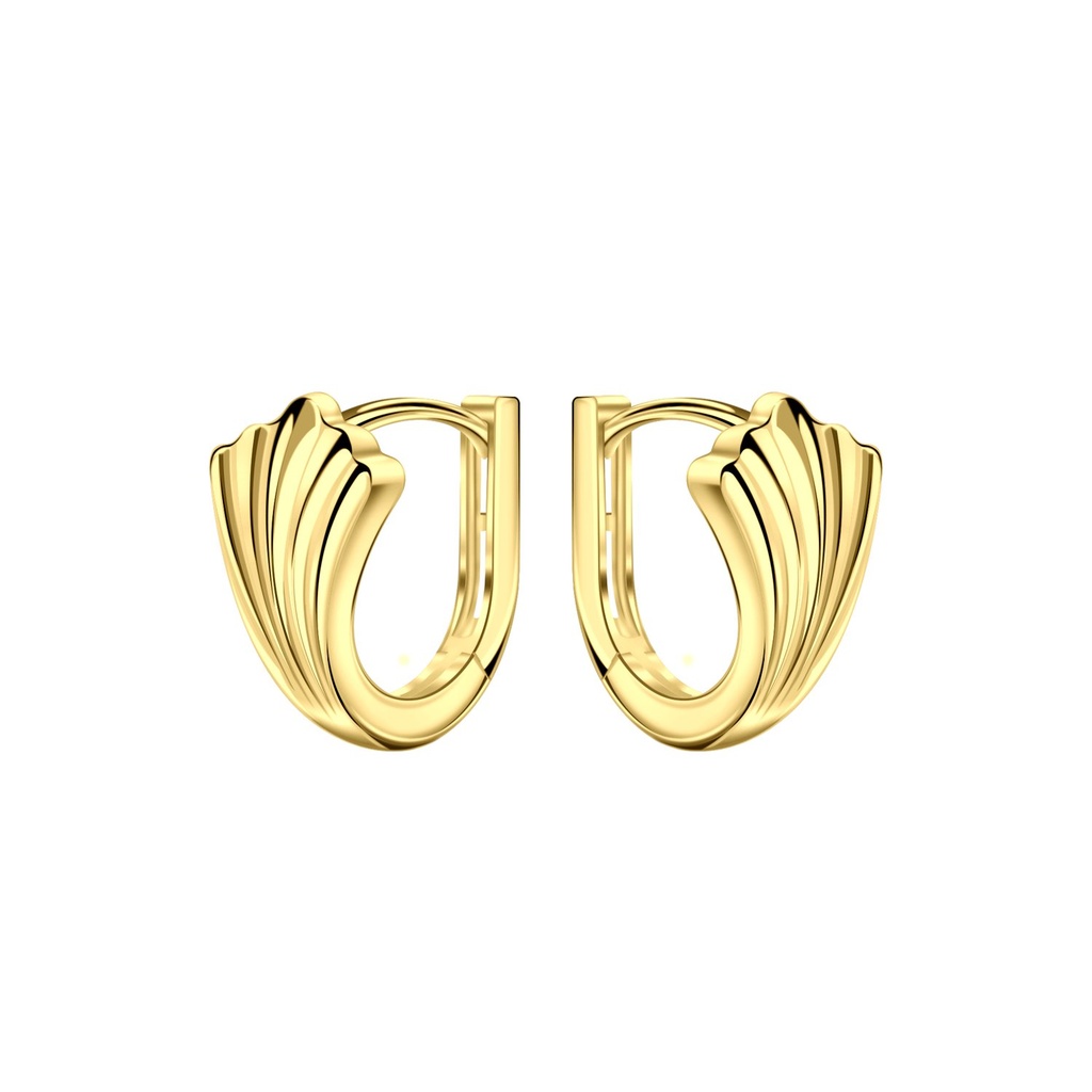 [10035263] Créoles huggie feuille en argent 12 mm