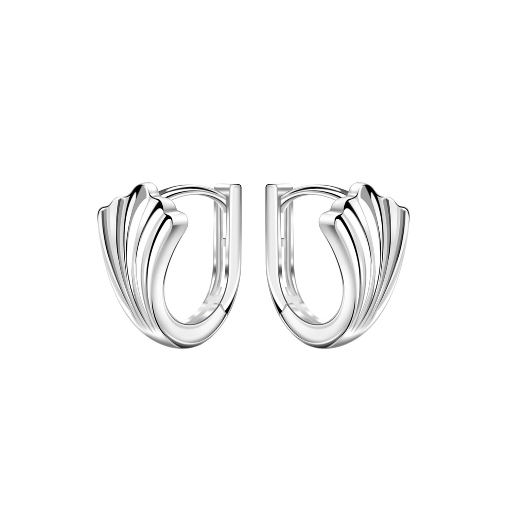 [10034151] Créoles huggie feuille en argent 12 mm