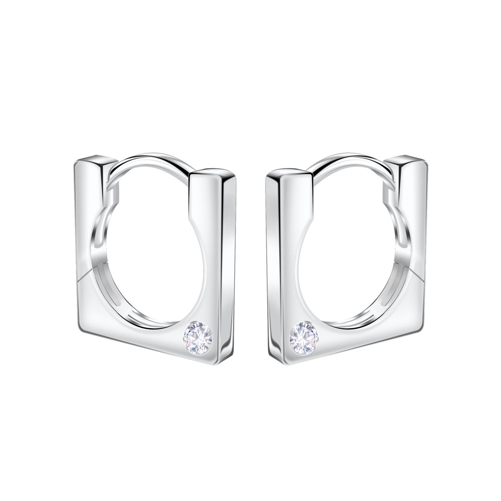 [10034449] Créoles huggie carrées en argent 11 mm