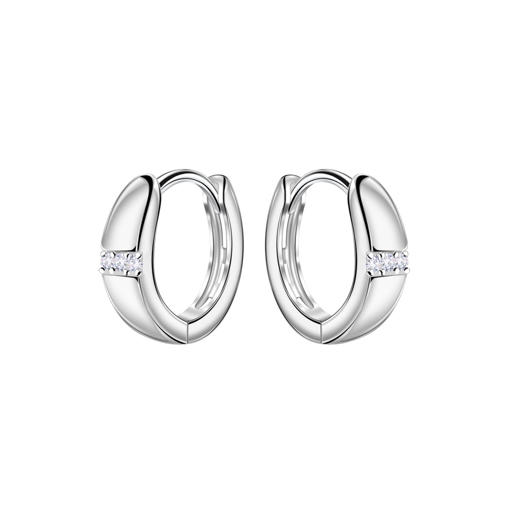 [10034153] Créoles huggie géométriques en argent 12 mm