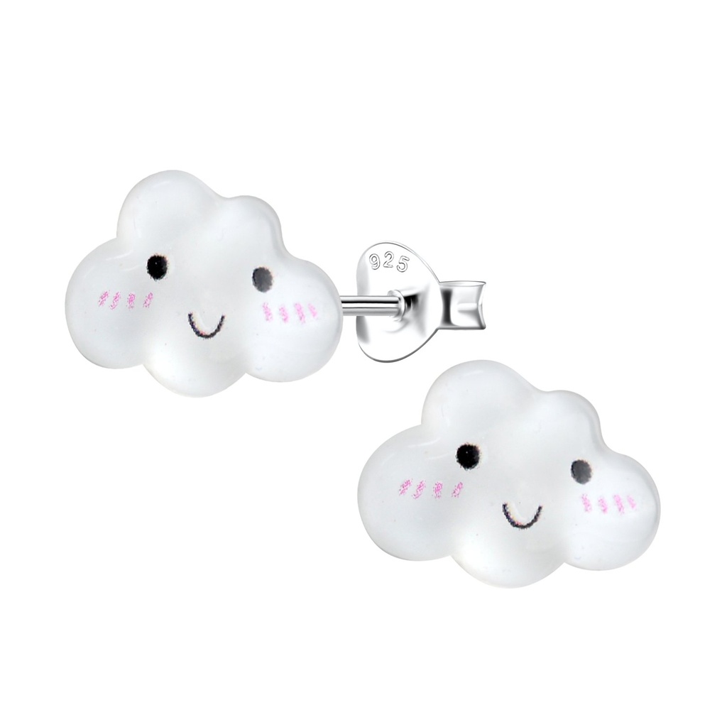 Puces d'oreilles en argent avec nuage en résine