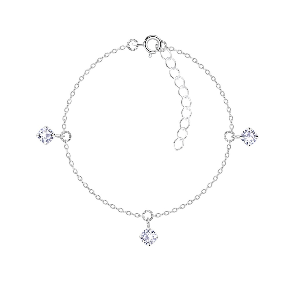 [10035580] 4mm Round Cubic Zirconia Silver Bracelet