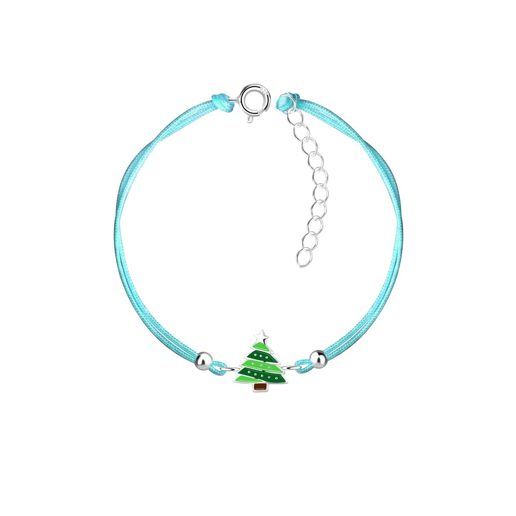 Bracelet cordon sapin de Noël en argent