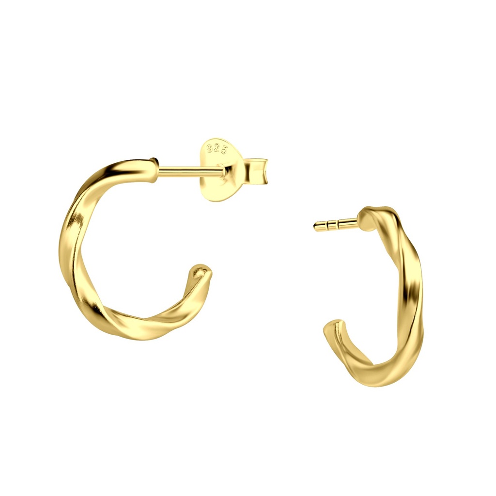 Silver Twisted Half Hoop Stud Earrings
