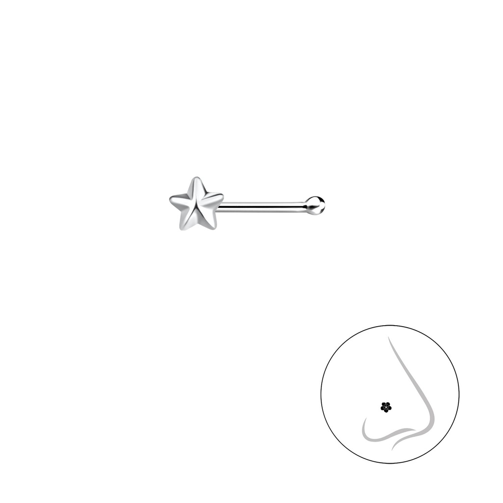 Clou de nez étoile en argent avec boule