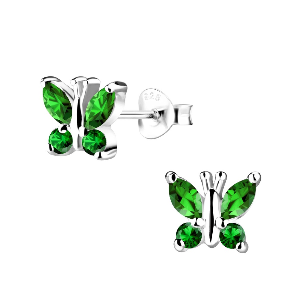 Puces d'oreilles papillon en argent