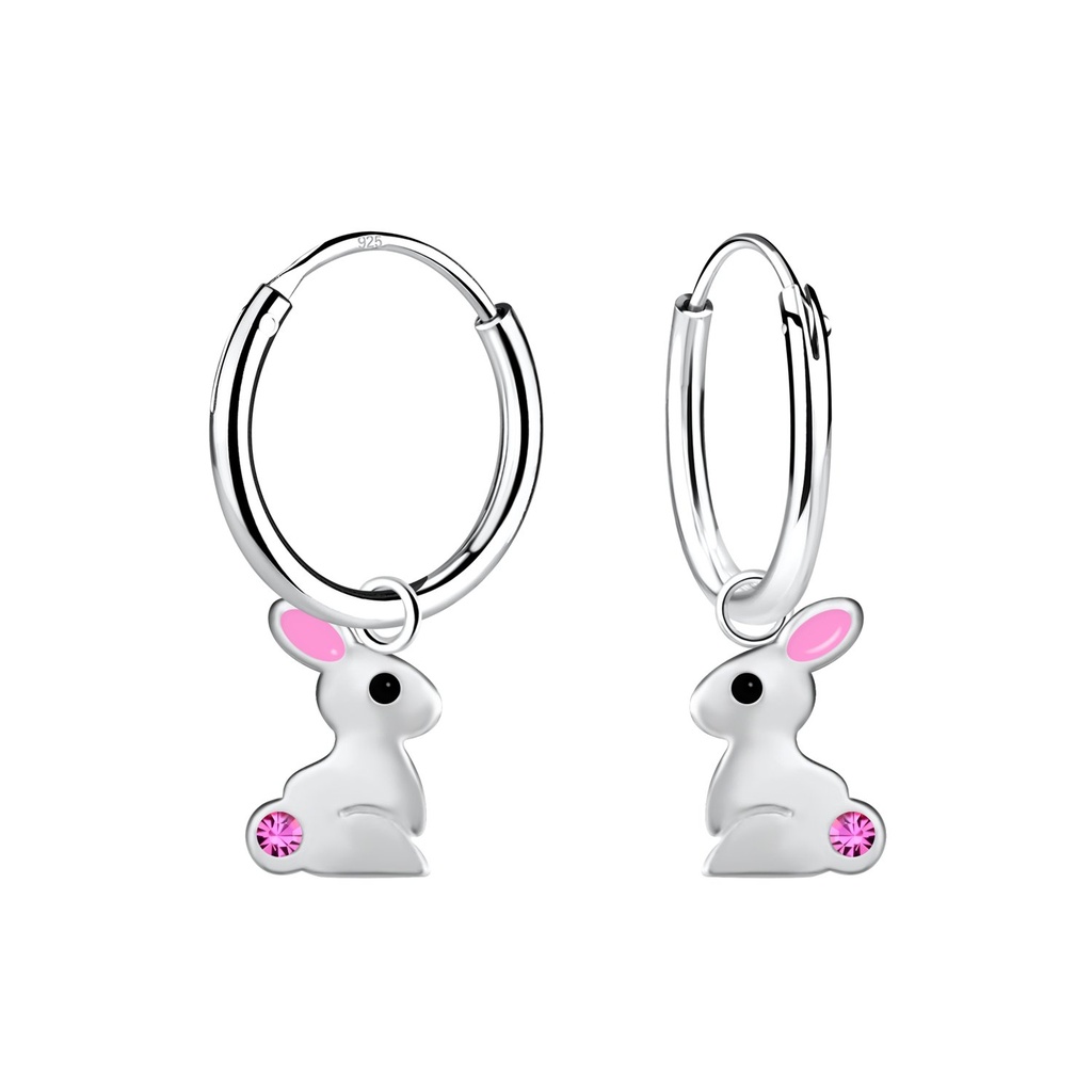 Créoles breloque lapin en argent