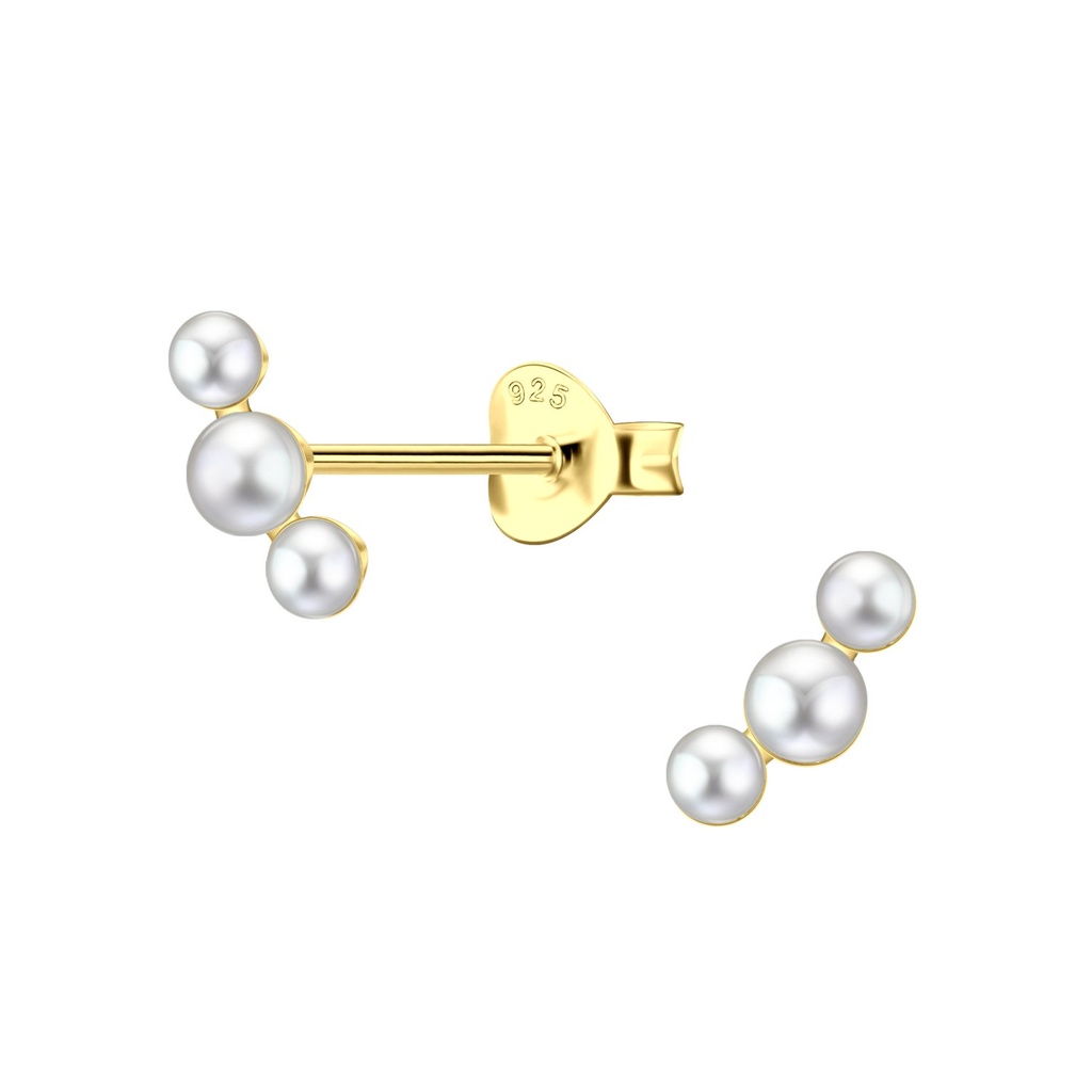 Puces d'oreilles perle triple en argent