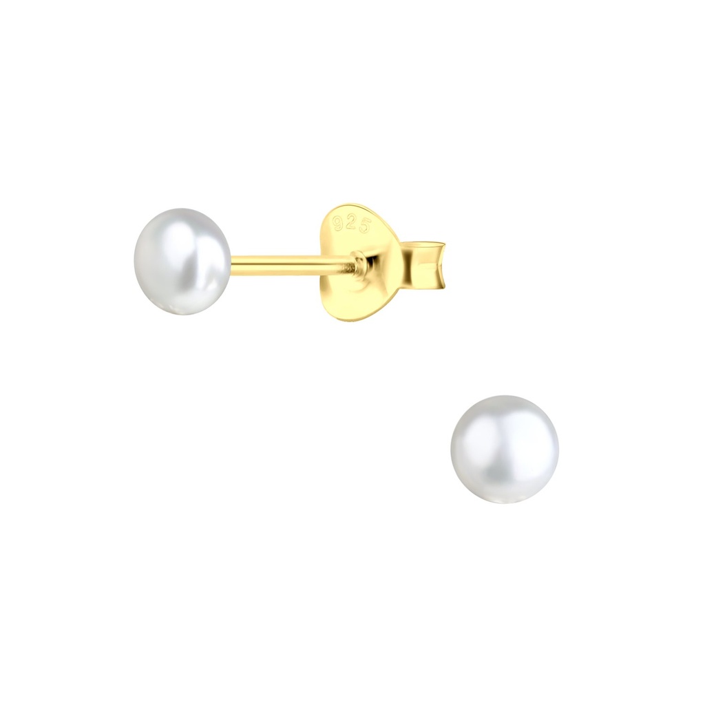 [10032327] 3mm Fresh Water Pearl Silver Stud Earrings