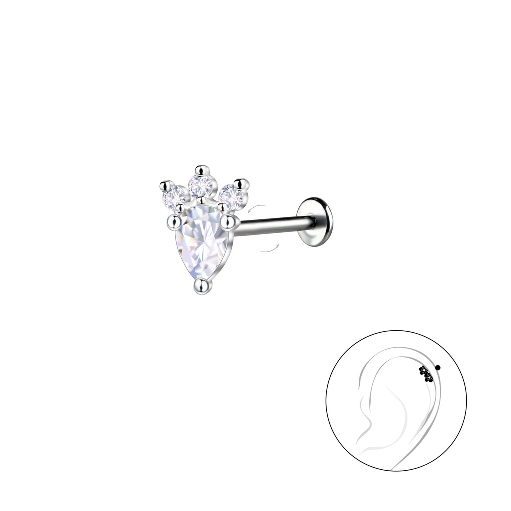 Labret en titane avec motif géométrique en argent