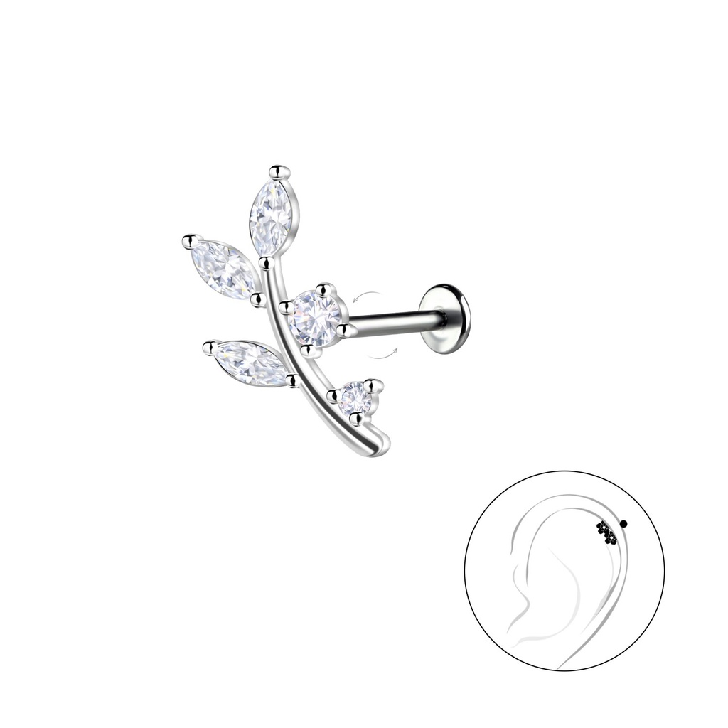 [10034621] Silver Leaf with Titanium Labret (1.2X6 mm)
