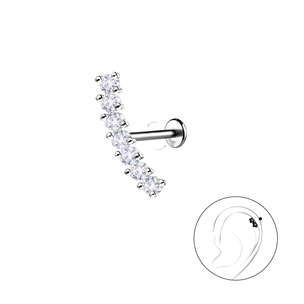 [10034852] Labret en titane avec motif géométrique en argent (1.2X6 mm)