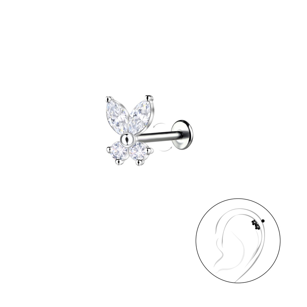 [10034828] Silver Butterfly with Titanium Labret (1.2X6 mm)