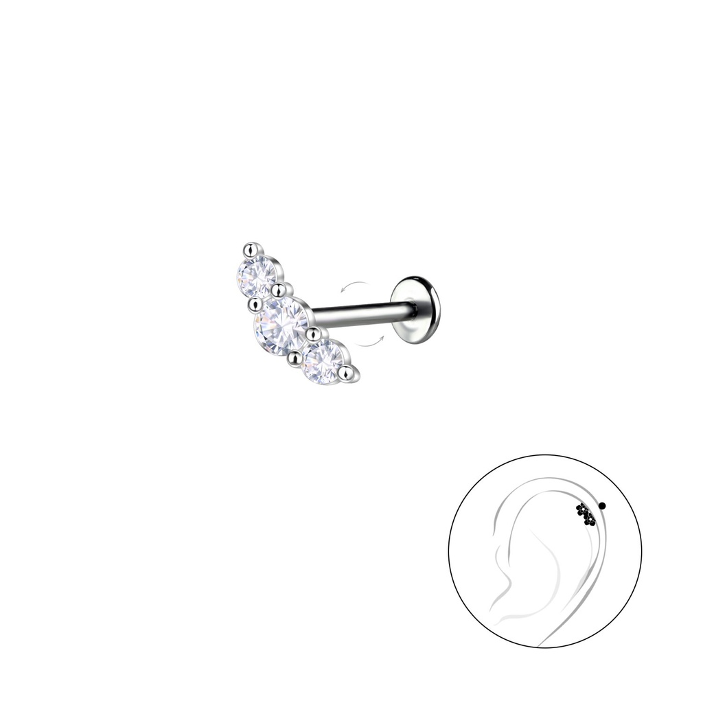 [10034823] Silver Geometric with Titanium Labret (1.2X6 mm)