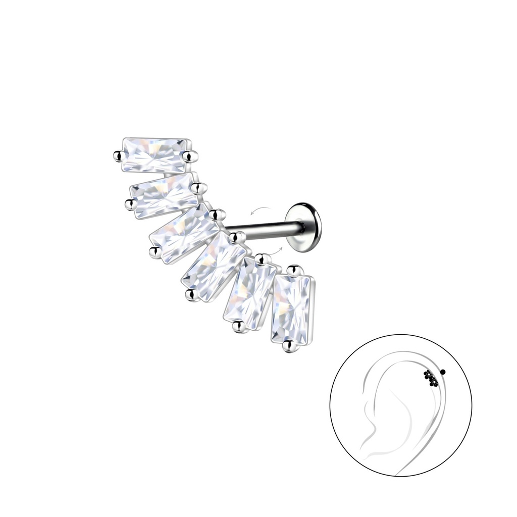 [10034813] Silver Geometric with Titanium Labret (1.2X6 mm)