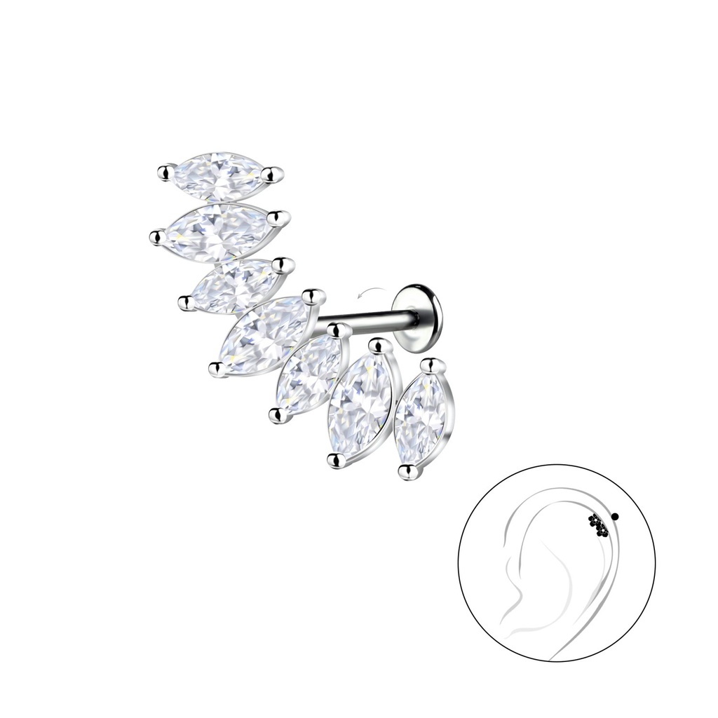 Labret en titane avec motif géométrique en argent