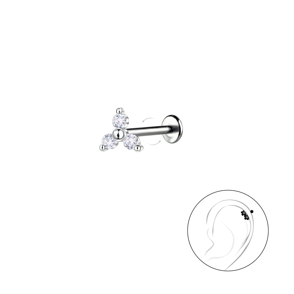 Silver Geometric with Titanium Labret