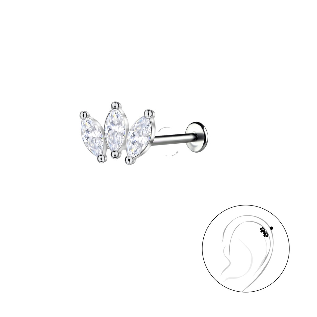[10034799] Silver Geometric with Titanium Labret (1.2X6 mm)