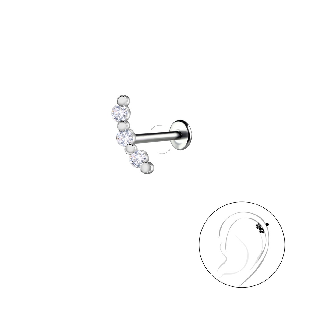 [10034794] Silver Geometric with Titanium Labret (1.2X6 mm)